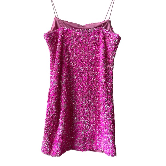 IRIDESCENT SEQUIN MINI PINK DRESS SIZE MEDIUM - Picture 4 of 6